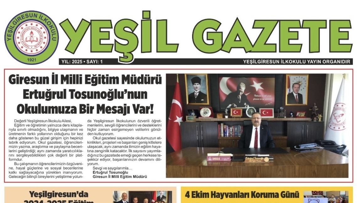 Okulumuz gazetesi “Yeşil Gazete” Çıktı